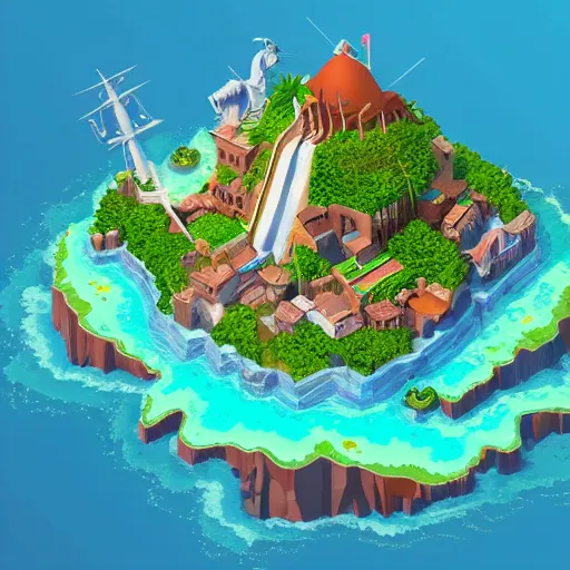 Prompt: isometric island in the sky, isometric invironment, 3d art, amazing detail, artstation, concept art