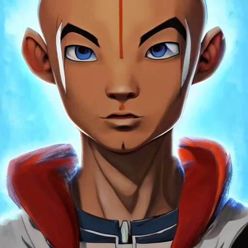 Image similar to portrait of Avatar Aang, digital art, highly detailed, intricate, sharp focus, Trending on Artstation HQ, The Last Airbender concept art, deviantart, unreal engine 5, 4K UHD image