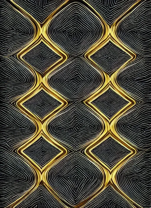 Image similar to symmetrical, award - winning painting, abstract, gold and silver shapes, rectangles, geometry, elegant, luxurious, beautiful, pitch black background, dali