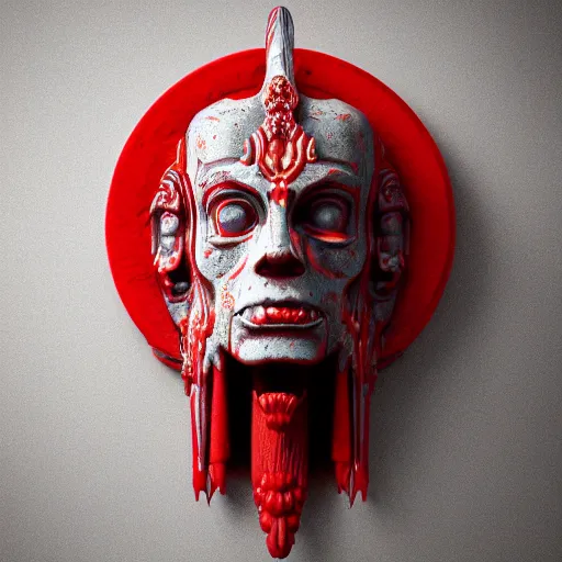 Image similar to the god of the dead, octane render, red, ornate