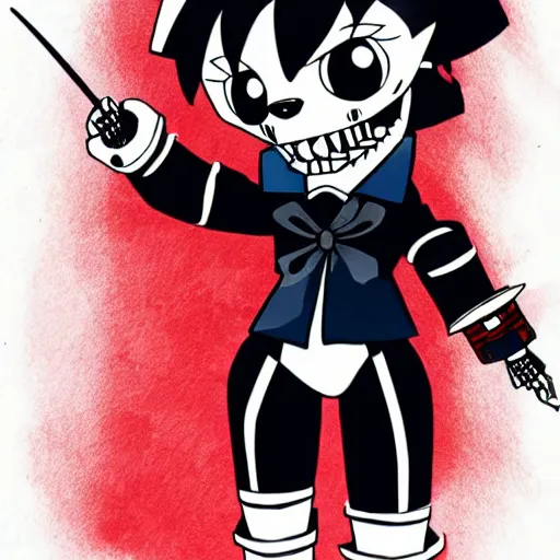 Prompt: Freddy from five nights at freddy drawn in the style of the anime kill la kill.