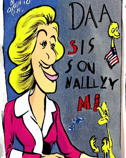 Prompt: an illustration of Dana Scully by Dr. Seuss