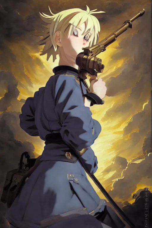 Prompt: baroque oil painting, anime key visual full body portrait character study concept art, anime maid nazi ss military, bolt action rifle, kawaii blond hair blue eyes, brutalist dark fantasy, trending pixiv fanbox, rule of thirds golden ratio, detail acrylic palette knife, style of makoto shinkai genshin impact studio ghibli jamie wyeth greg rutkowski chiho aoshima