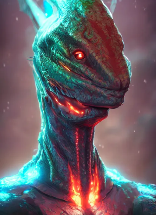 Image similar to An epic fantasy comic book style portrait painting of sci-fi lizard alien creatures, Unreal 5, DAZ, hyperrealistic, octane render, cosplay, RPG portrait, dynamic lighting