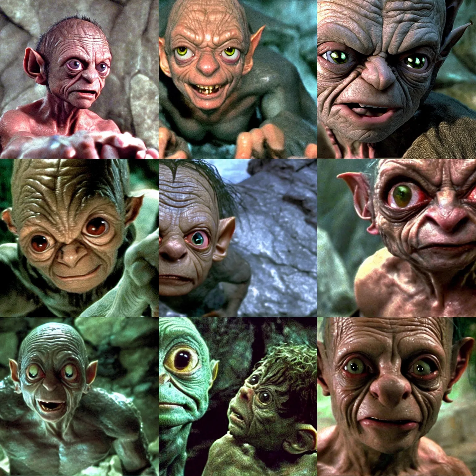 Prompt: joe pesci as gollum in lord of the rings ( 2 0 0 2 )