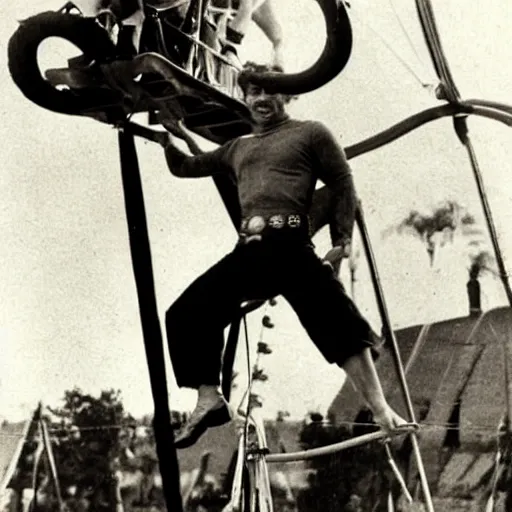 Image similar to old - time photograph of tom cruise as a circus attraction,