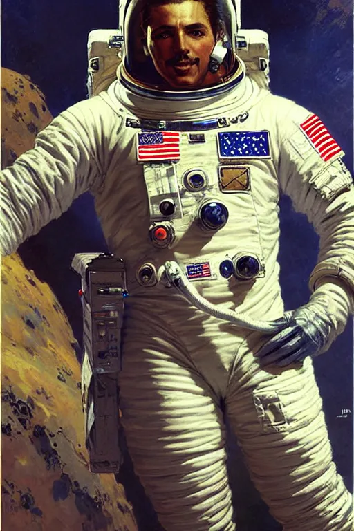 Image similar to attractive astronaut, male, painting by gaston bussiere, craig mullins, j. c. leyendecker, yoji shinkawa, tom of finland