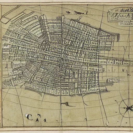 Image similar to city plan drawing in style 1 6 th century map