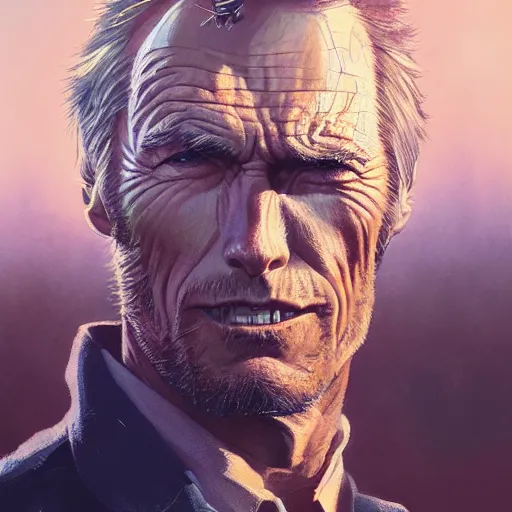 Image similar to highly detailed portrait, clint eastwood, in gta v, stephen bliss, unreal engine, fantasy art by greg rutkowski, loish, rhads, ferdinand knab, makoto shinkai and lois van baarle, ilya kuvshinov, rossdraws, tom bagshaw, global illumination, radiant light, detailed and intricate environment