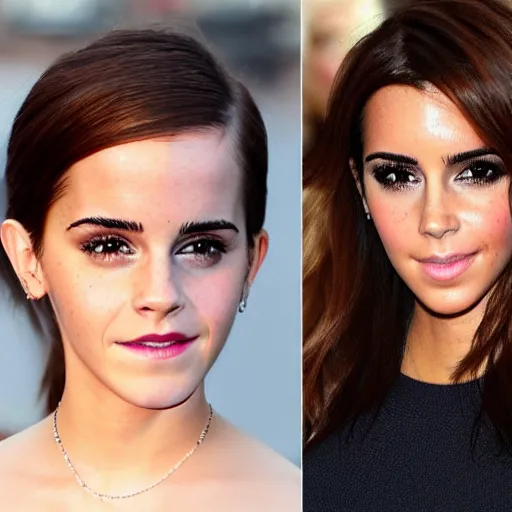 Prompt: emma watson mixed with kim kardashian, single image