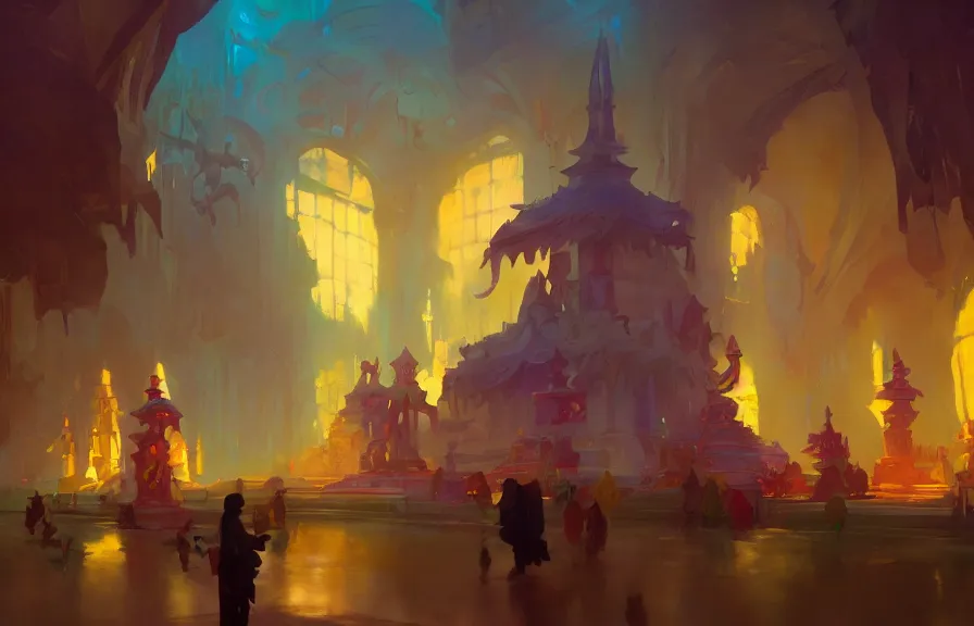 Image similar to greg manchess concept art of a the colorful temple dimension, key visual, ambient lighting, highly detailed, digital painting, artstation, concept art, sharp focus, by makoto shinkai and akihiko yoshida and hidari and wlop and greg rutkowski