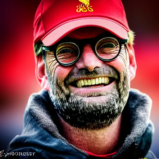 Prompt: Jurgen Klopp, fantasy, EOS R5, f/1.8 , HDR, natural lighting , award winning photograph, 8k, Mucha style,