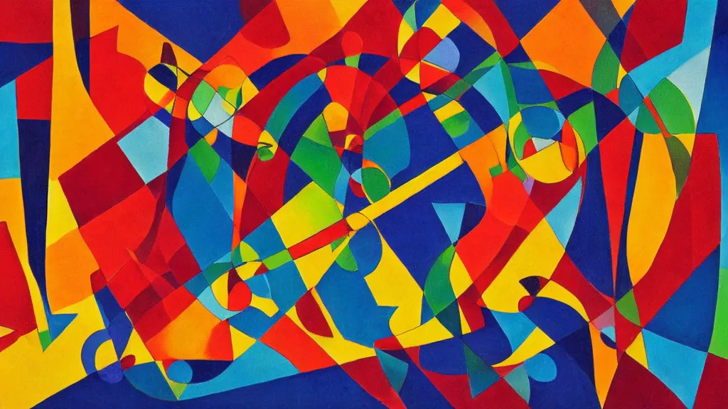 Image similar to abstract minimalism art painting, lines, forms, shapes, in style of kandinski,