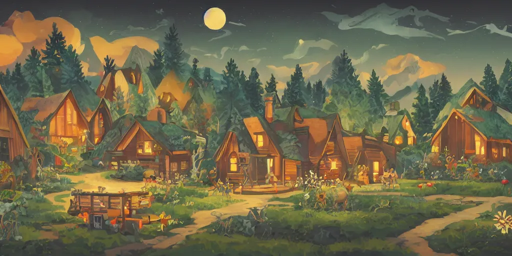 Image similar to cottagecore aesthetic on black background, organic, in gouache detailed paintings, props, stylized, 2 d sprite, kitbash, 8 k