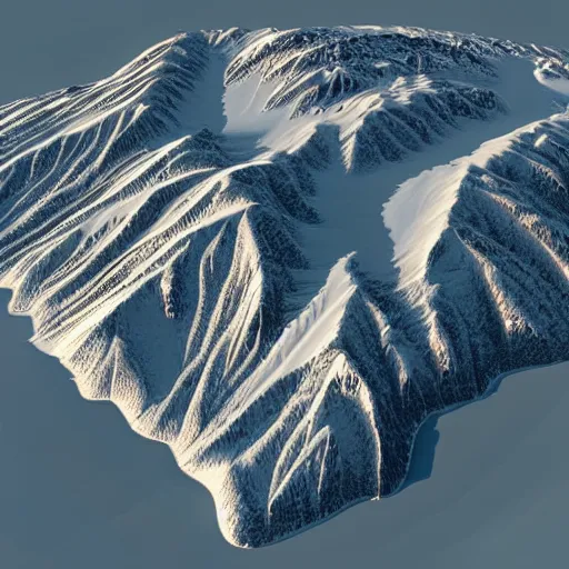 Prompt: contour map of a scottish mountain, 3 d, furnished with trees, snow patches, rivers, realistic
