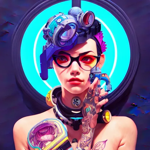 Image similar to high quality high detail portrait of a diesel punk jinx overwatch character, tristan eaton, victo ngai, artgerm, rhads, ross draws, hyperrealism, intricate detailed, alphonse mucha, 8 k, sci - fi, pastel colors, artstation,