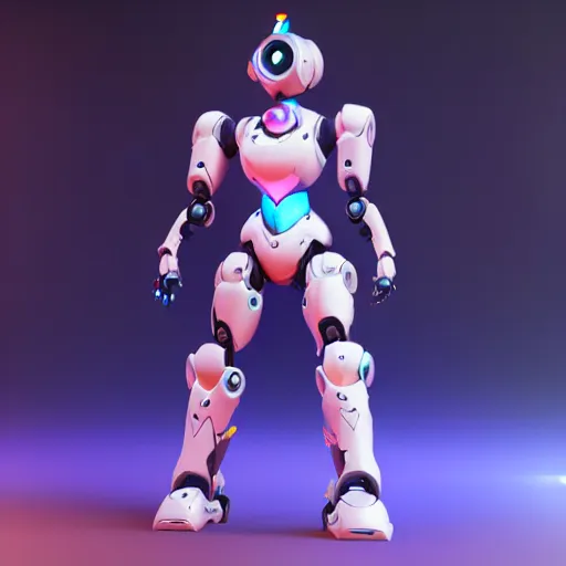 Prompt: a robot girl hero concept from overwatch, design, centered, ingame image, 4 k, octane render, unreal engine 5,