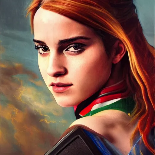 Prompt: a realistic painting by Raffaello Sanzi depicting the Kamen Rider Ichigo fused with Emma Watson in the Renaissance,smooth,Sharp focus,high detailed,high resolution,fine art, trending on Artstation.