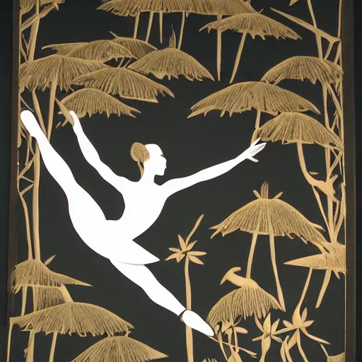 Image similar to ballet dancer, bali shadow puppet