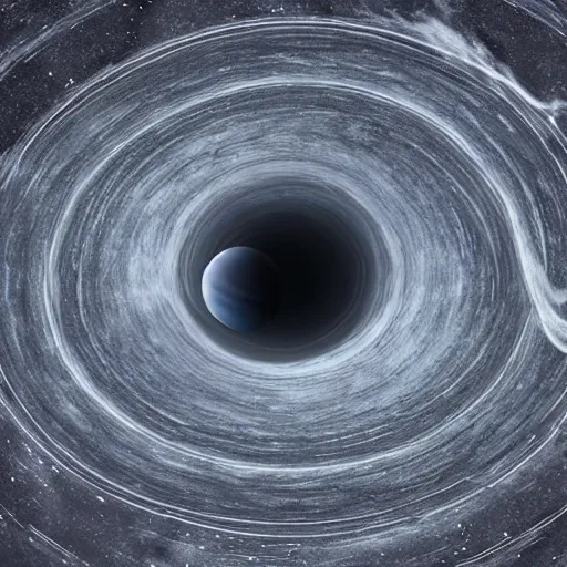 Prompt: photo of a planet sucked into a black hole