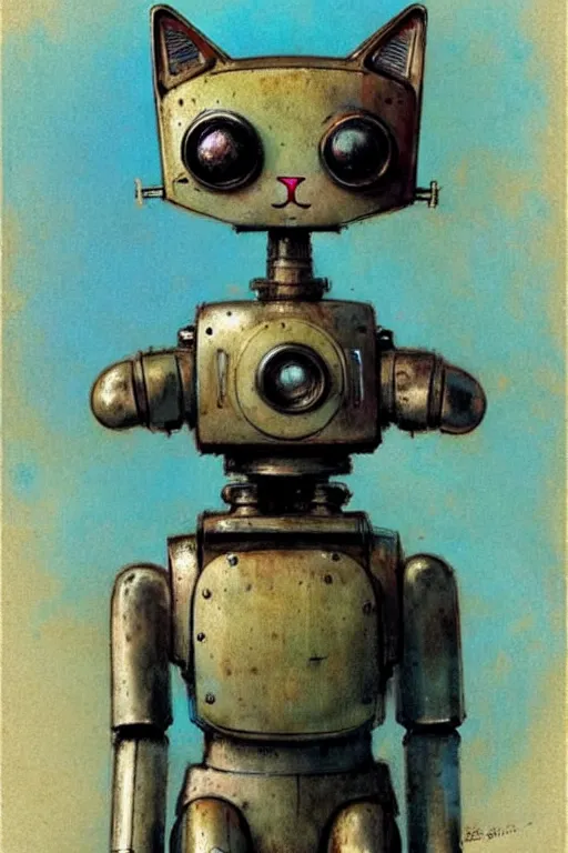 Image similar to ( ( ( ( ( 1 9 5 0 s retro robot cat. muted colors. ) ) ) ) ) by jean - baptiste monge!!!!!!!!!!!!!!!!!!!!!!!!!!!!!!