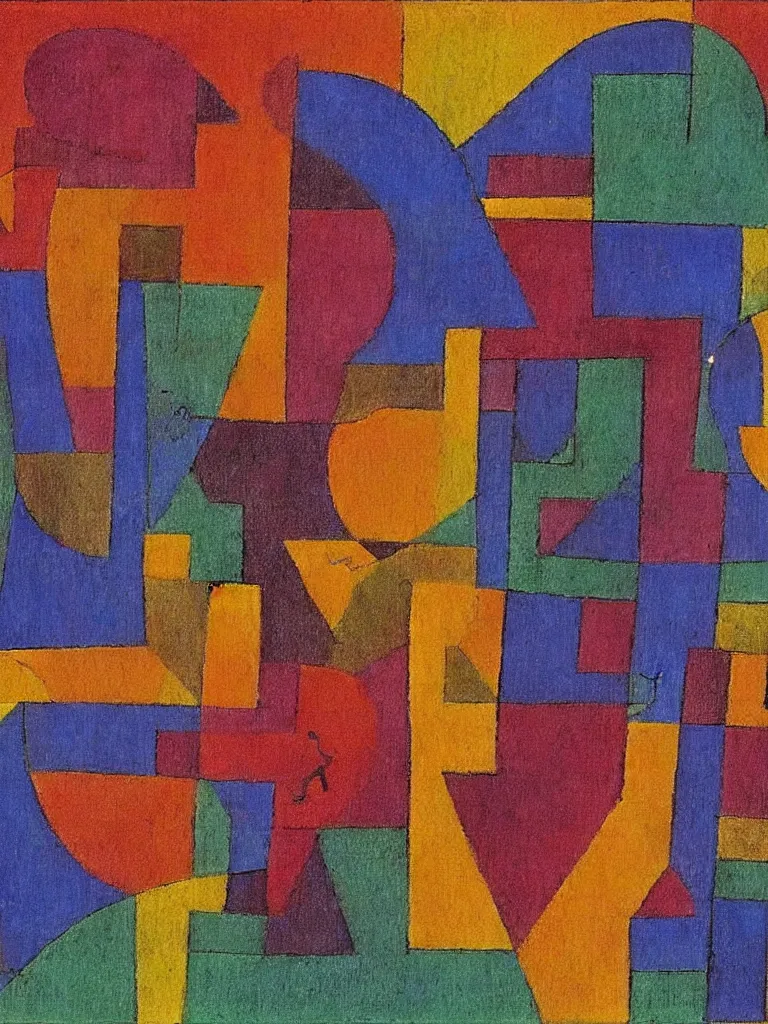 Prompt: a cubism painting by paul klee, pastel colors,