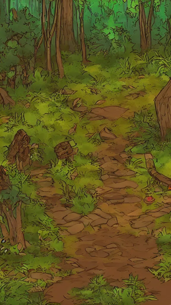 Image similar to a clearing in a forest in the style of Kings Quest 6