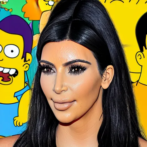 Image similar to kim kardashian in the simpsons super high quality 4k HD