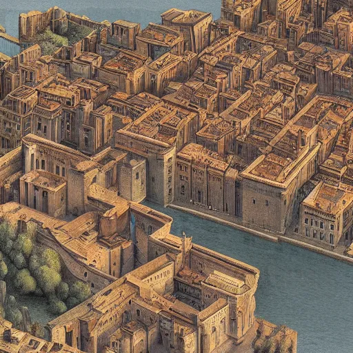 Image similar to Digital art of a large renaissance capital with a citadel, bird's eye view Marc Simonetti Peter Zumthor