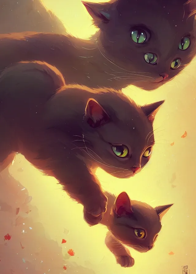 Image similar to cute cat, by victo ngai and andreas rocha and greg rutkowski, trending on artstation, unreal engine, 8 k hd wallpaperjpeg artifact, blur, artfact