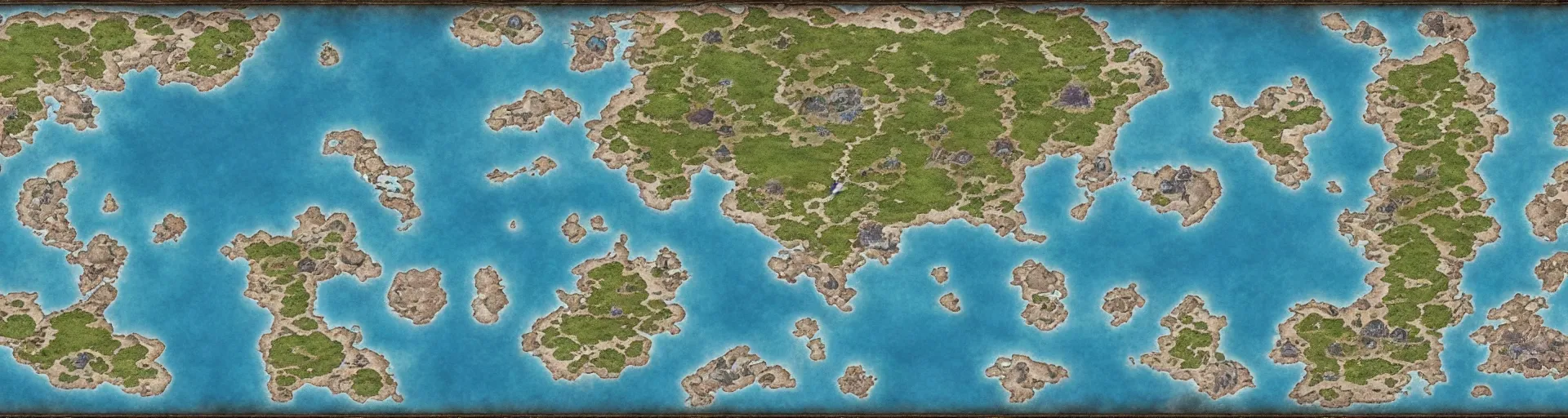 Image similar to fantasy world atlas in the style of an mmorpg world map, 7 0 % ocean, extremely detailed, fantasy, no text, 4 k