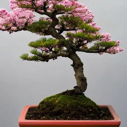 Prompt: photo of time lapse sequence of a sakura seed growing into a sakura bonsai tree