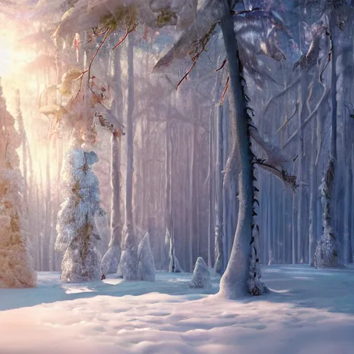 Prompt: a interdimensional portal opens above the treetops of a frozen winter forest, storybook illustration, octane render, detailed painting, by katherine federer, anthony pafford, harry gamboa and tracy flickinger