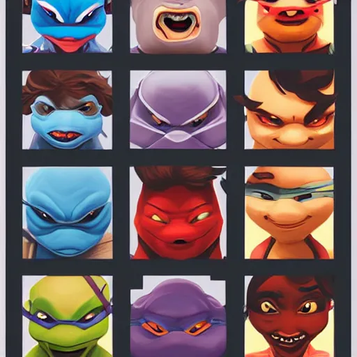 Image similar to face icon stylized minimalist teenage mutant ninja turtles, loftis, cory behance hd by jesper ejsing, by rhads, makoto shinkai and lois van baarle, ilya kuvshinov, rossdraws global illumination