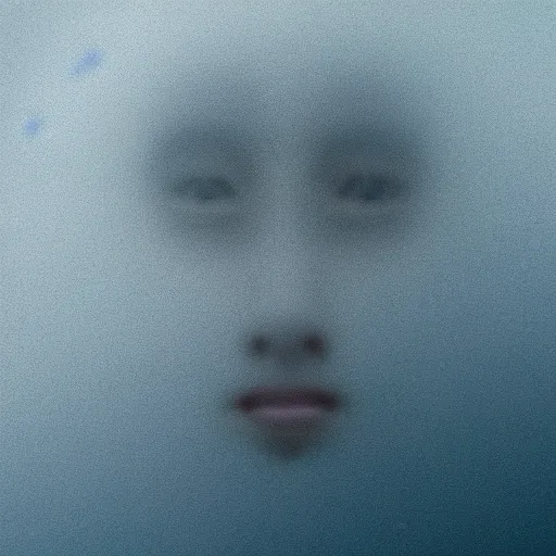 Image similar to a face hiding behind still water