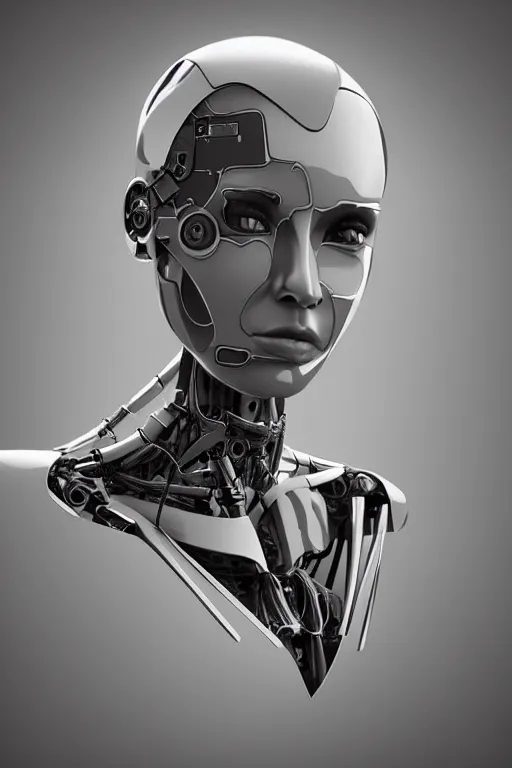 Image similar to robot with human face, female head, woman human face, human face realistic, human head, cyborg frame concept, cyborg by ales-kotnik, sci-fi android female