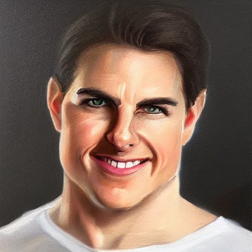 Image similar to overweight Tom Cruise,portrait painting, trending on artstation