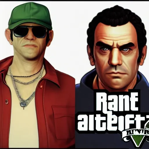 Prompt: robert dinero as a gta5 character, video game art, cover art, grand theft auto