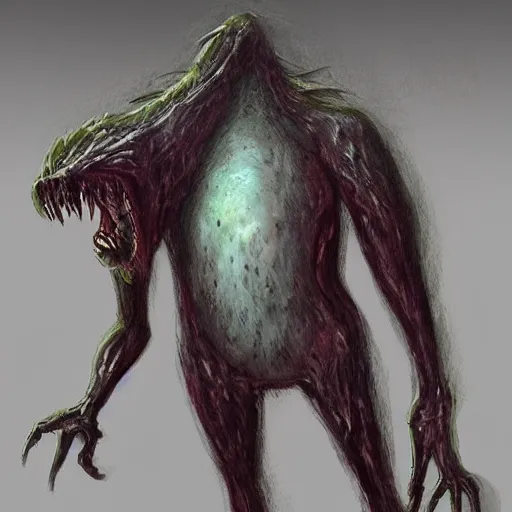 Prompt: naturalism art creepy monster fantasy concept 4 legged