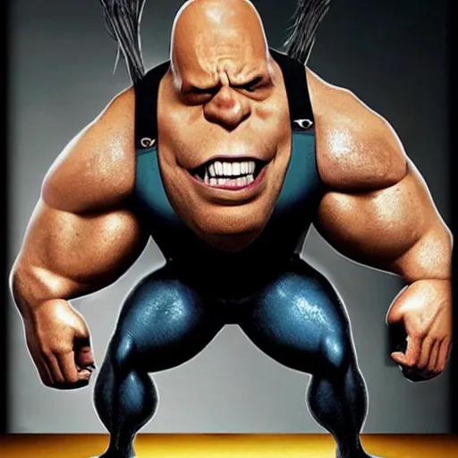 Image similar to Dwayne Johnson as Syndrome from the Incredibles, Incredibles Villain