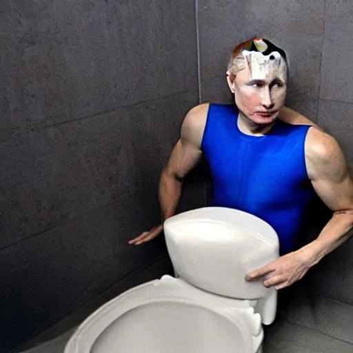 Image similar to Putin swimming inside a toilet