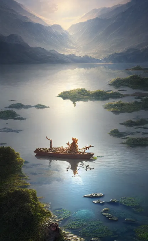 Image similar to lake godness, highly detailed, d & d, water everwhere fantasy, highly detailed, digital painting, trending on artstation, concept art, sharp focus, global illumination, ray tracing, illustration, art by artgerm and greg rutkowski and fuji choko and viktoria gavrilenko and hoang lap