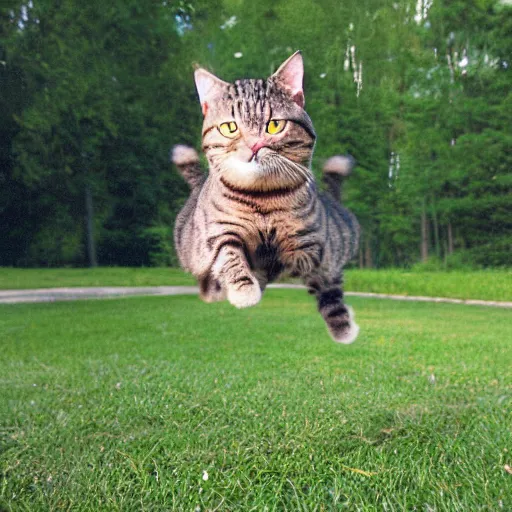 Prompt: photograph of cat jumping