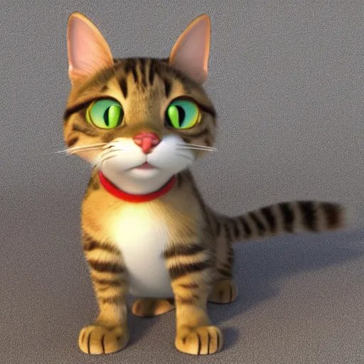 Image similar to pixar movie, brown tabby cat, 3 d, pixar _ tabby _ cat