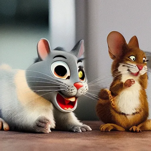 Image similar to “Tom and Jerry in real life, photography, 8k resolution, Ultra HD”