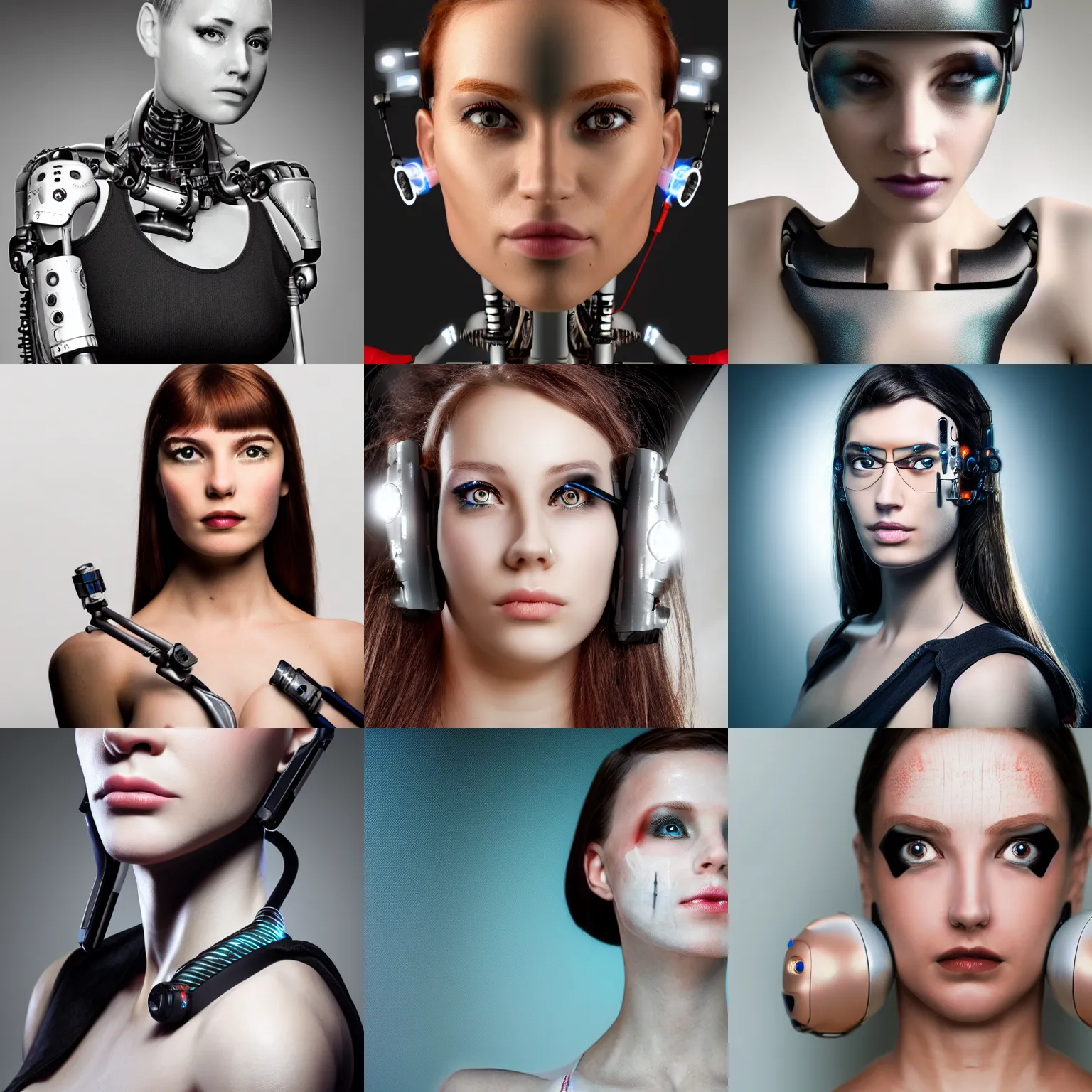 Image similar to portrait photo of a beautiful female cyborg