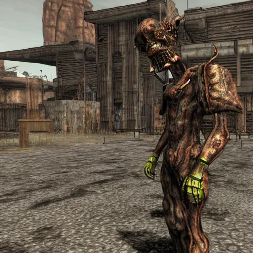 Image similar to an unsightly abomination from fallout new Vegas