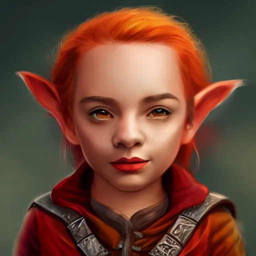 Prompt: a stunning portrait of a short halfling rouge, digital art trending 4 k