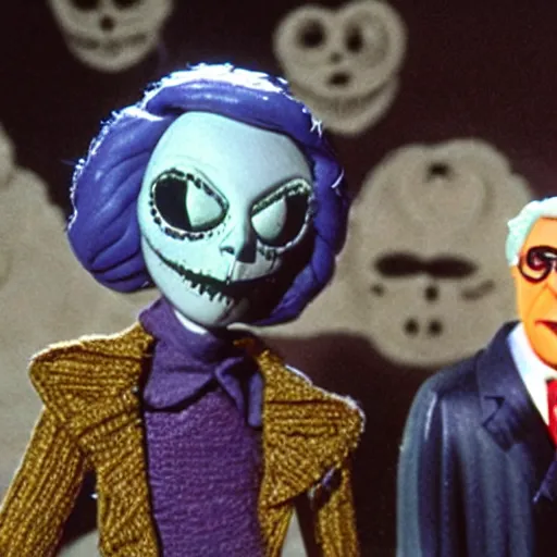 Image similar to Still of Sergio Mattarella in The Nightmare Before Christmas, claymation