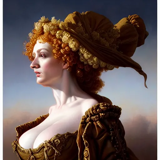 Image similar to clothed, christina hendricks dressed as napoleon - bonaparte, baroque painting, intricate, elegant, highly detailed, centered, digital painting, artstation, concept art, smooth, sharp focus, illustration, artgerm, tomasz alen kopera, peter mohrbacher, donato giancola, joseph christian leyendecker, wlop, boris vallejo